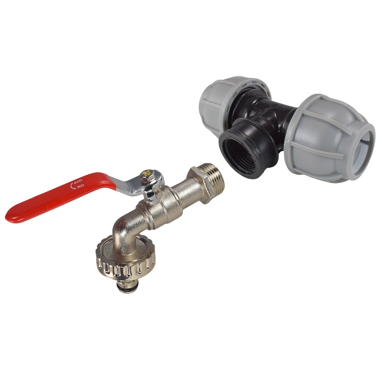 MDPE Tee 32mm and Lever Quick Connect Tap