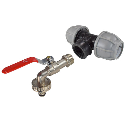 MDPE Tee 32mm and Lever Quick Connect Tap