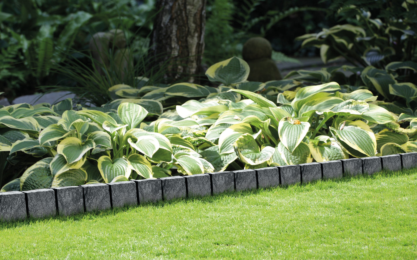 Plastic Lawn Edging ANTRACYT Granite Look Garden Border Section 27.5cm