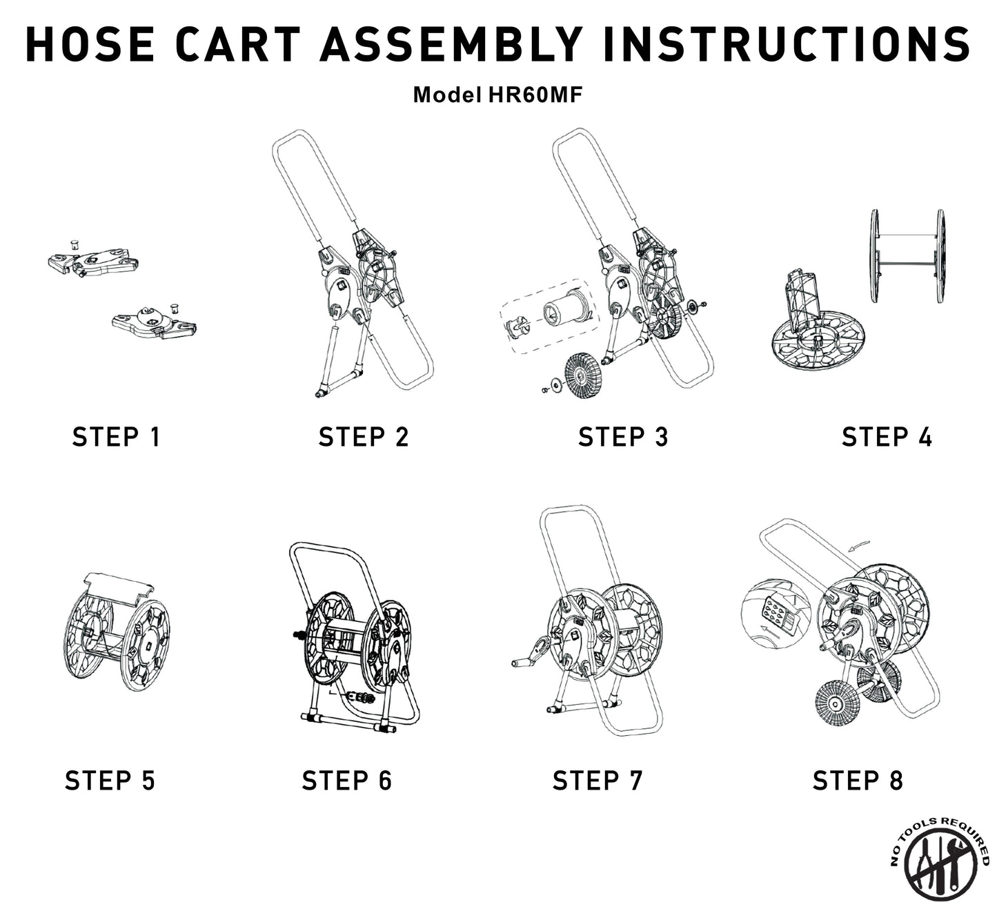 Hose Cart with Wheels for 60m 1/2" Garden Hose CW