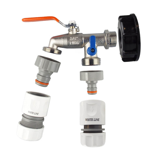 IBC 2” S60X6 Cap with Double Lever Tap, 1 x Max Flo Outlet and 1 x Standard Outlet