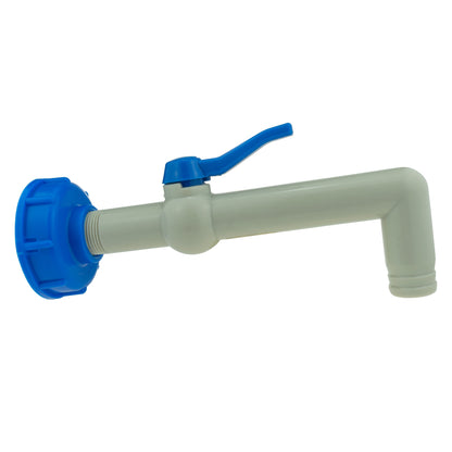 PP TAP 90 DEGREE WITH 1"BSPM INLET 32mm Barb Outlet + PTFE TAPE