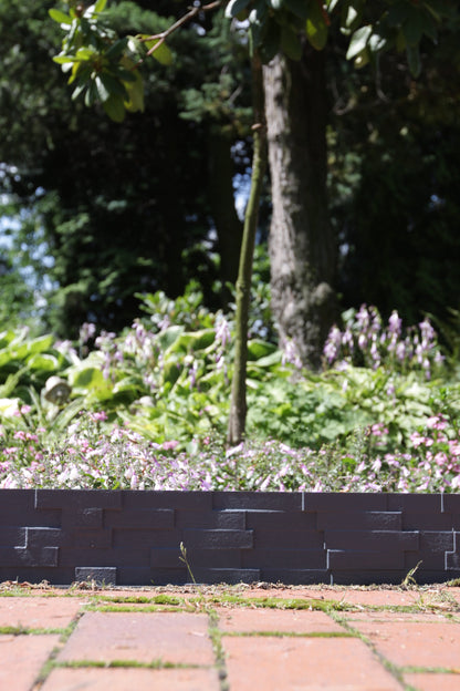 Lawn Edging, Plastic Palisade Slate Effect, 2.38m, Brown