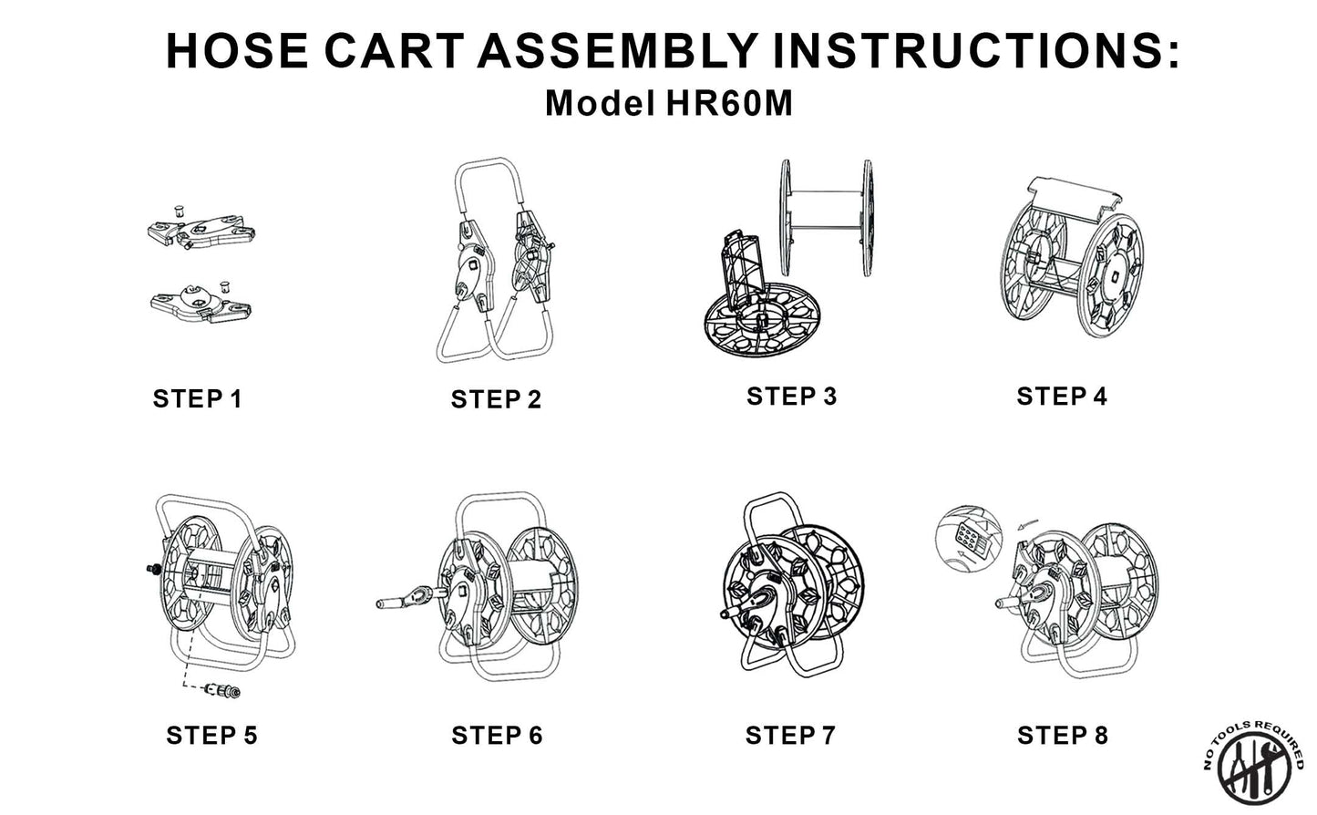 Hose Cart for 60m 1/2" Garden Hose