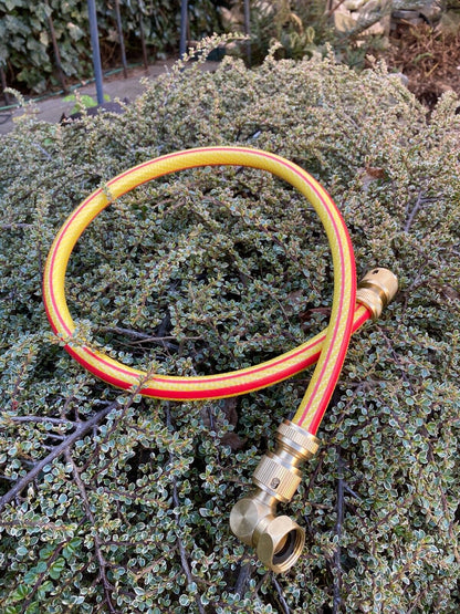Premium Garden Hose Yellow Set with Brass Quick Connect and 90 Degree Angle Fitting