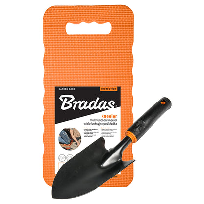 Wide Spade Garden Tool with Multifunction Kneeler Mat, Orange