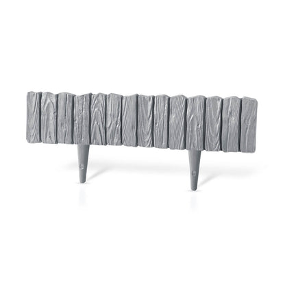 Lawn Edging, Plastic Palisade Wood Effect, 2.32m, Gray