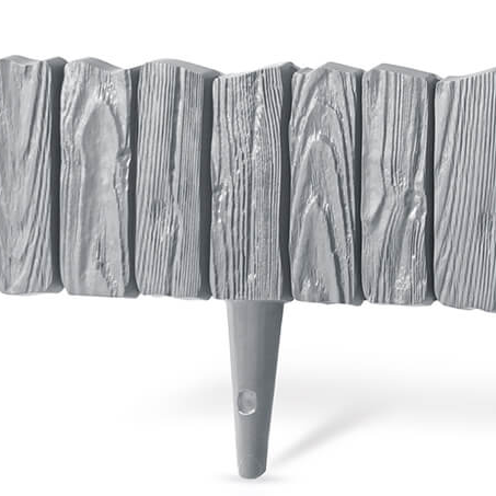 Lawn Edging, Plastic Palisade Wood Effect, 2.32m, Gray