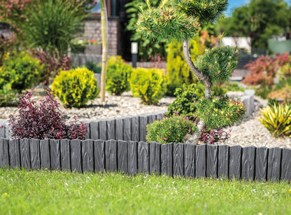 Lawn Edging, Plastic Palisade Wood Effect, 2.32m, Brown