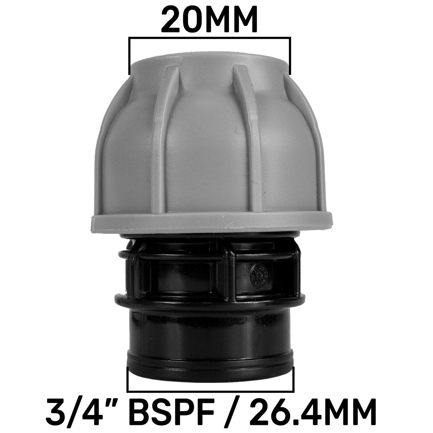 ¾” BSP Water Butt Fitting with 20mm MDPE Straight