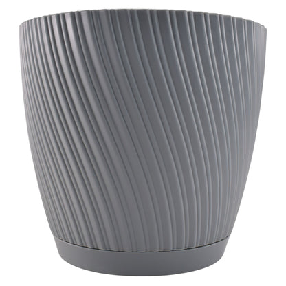 Mika Pot with Saucer 190mm Platinum
