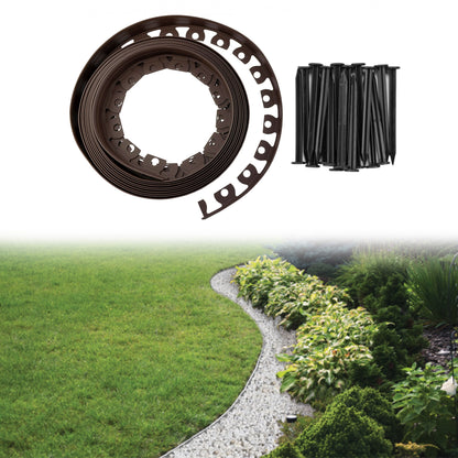 Lawn Border Set, Easy Border 60mm Brown 10m With Pegs
