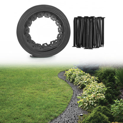 Lawn Border Set, Easy Border 40mm Gray 10m with Pegs