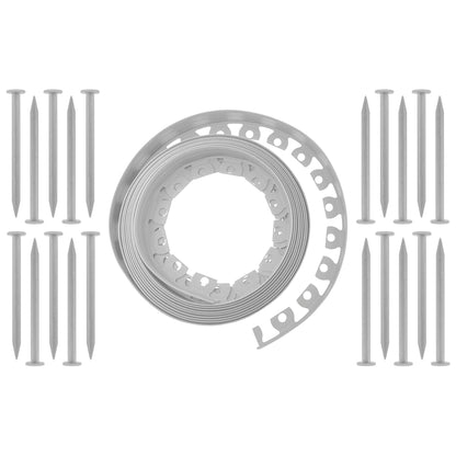 Lawn Border Set, Easy Border 40mm Light Gray 10m with Pegs