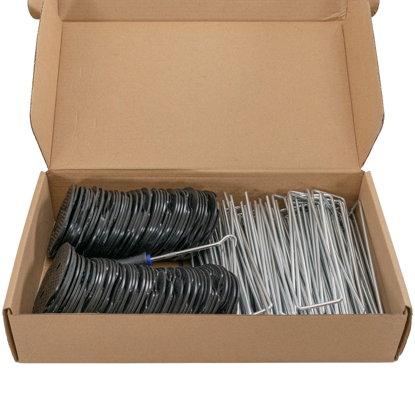 Weed Control Membrane Pegs Buffer Washer Set Blue with Rubber Mallet