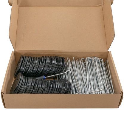 Weed Control Membrane Pegs Buffer Washer Set Blue with Rubber Mallet