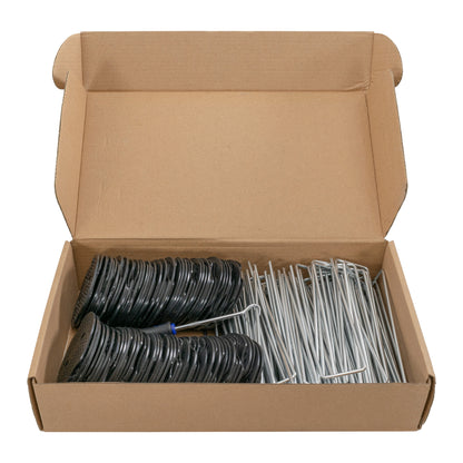 Weed Control Membrane Pegs Buffer Washer Set Blue with Rubber Mallet