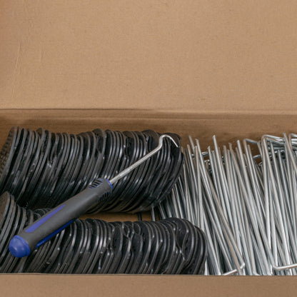 Weed Control Membrane Pegs Buffer Washer Set Blue with Rubber Mallet