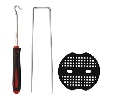 Weed Control Membrane Pegs Buffer Washer Set Red with Rubber Mallet