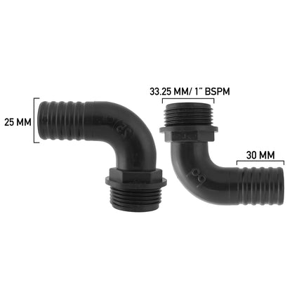 Pond Elbow Connector 1" BSPM- 25mm