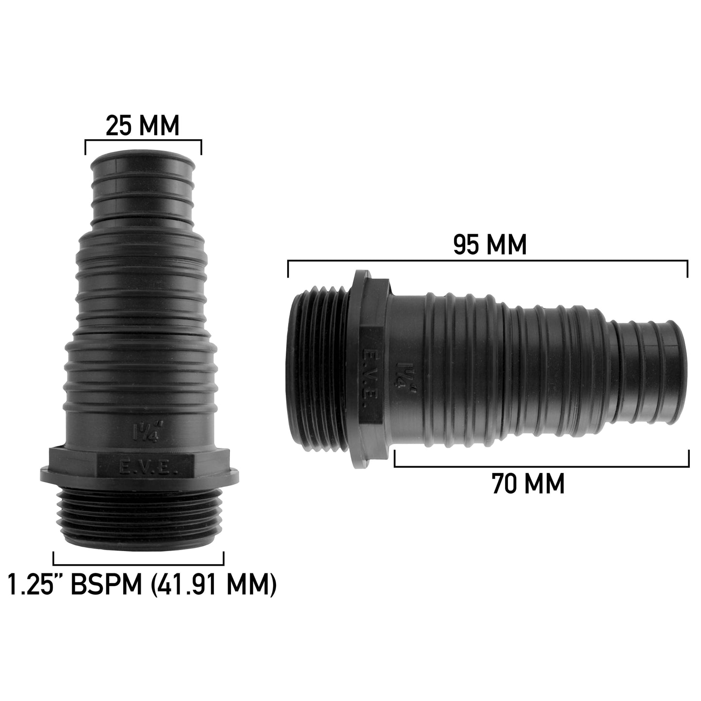Pond Connector 1.25" BSPM - 25/32/38mm