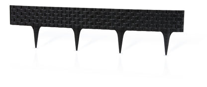 Lawn Edging, Plastic Palisade Rattan Effect, 2.4m, Black