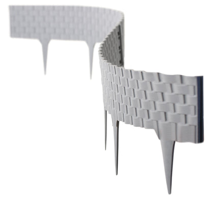 Lawn Edging, Plastic Palisade Rattan Effect, 2.4m, Gray