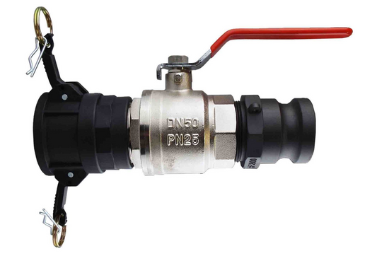 Ball Valve Lever 1" BSPM-F with Camlock Type D and F Connectors Kit