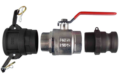 Ball Valve Lever 1.5" BSPM-F with Camlock Type D and F Connectors Kit