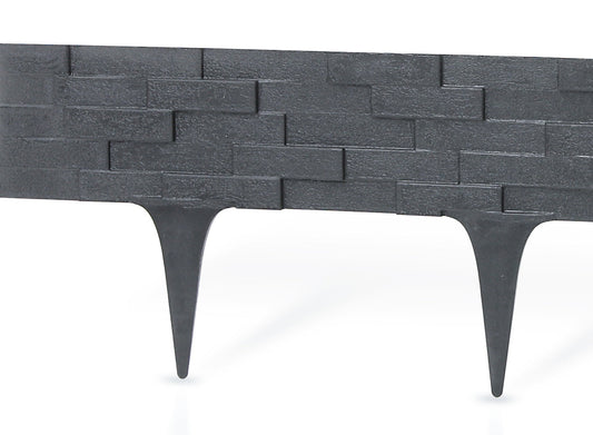 Lawn Edging, Plastic Palisade Slate Effect, 2.38m, Gray