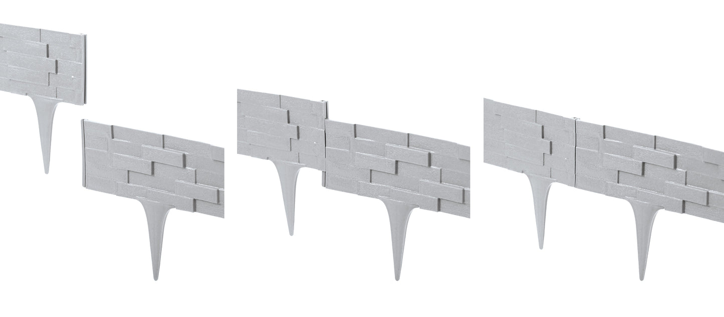 Lawn Edging, Plastic Palisade Slate Effect, 2.38m, Gray