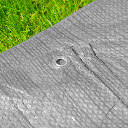 Grey S-Grade Tarpaulin with 10m of 6mm Bungee Rope and 10 x Screw Type Tarp Clips