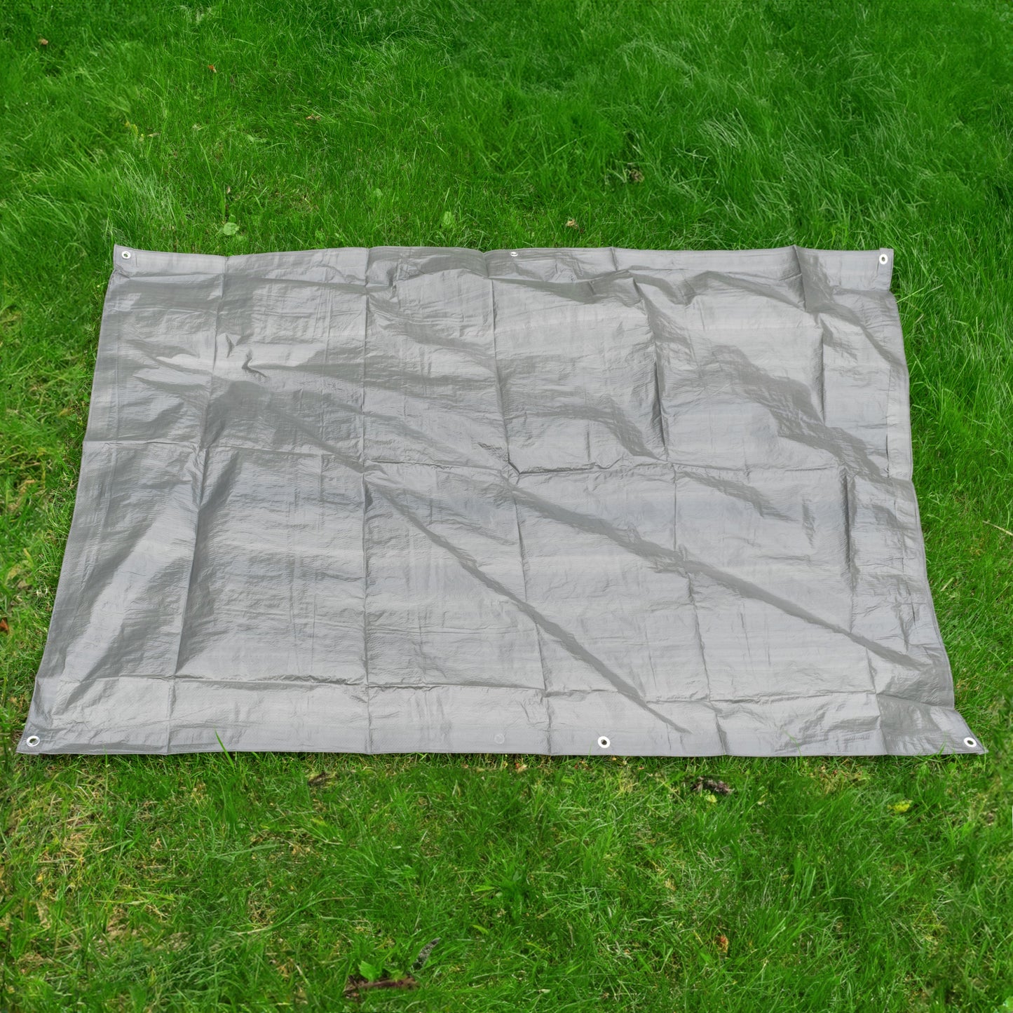 Grey S-Grade Tarpaulin with 10 x 6" Bungee Balls (Black) and 10 x Screw Type Tarp Clips