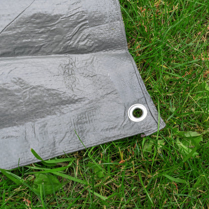 Grey S-Grade Tarpaulin with 10 x 6" Bungee Balls (Black) and 10 x Screw Type Tarp Clips