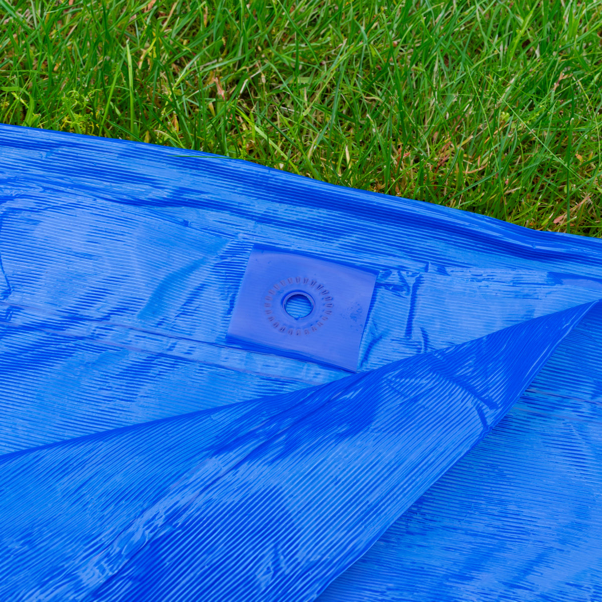Tarpaulin LLDPE 100GSM Blue with 10 x Clip-On Eyelets Black