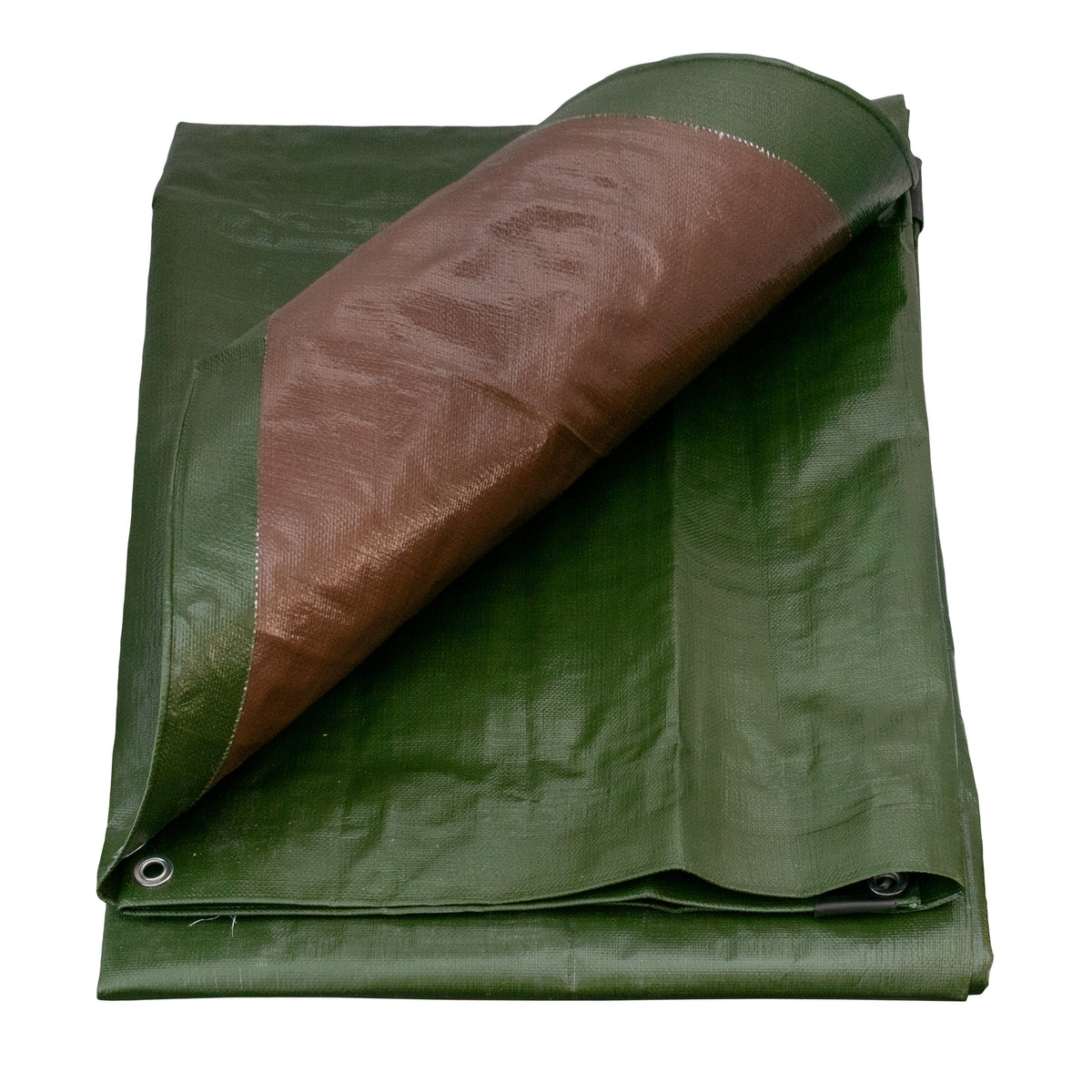 Tarpaulin 200GSM Green/Brown with 10 x Clip-On Eyelets Black