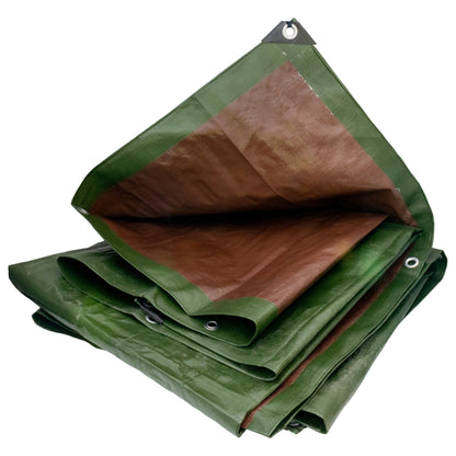 Tarpaulin 200GSM Green/Brown with 10 x Clip-On Eyelets Black
