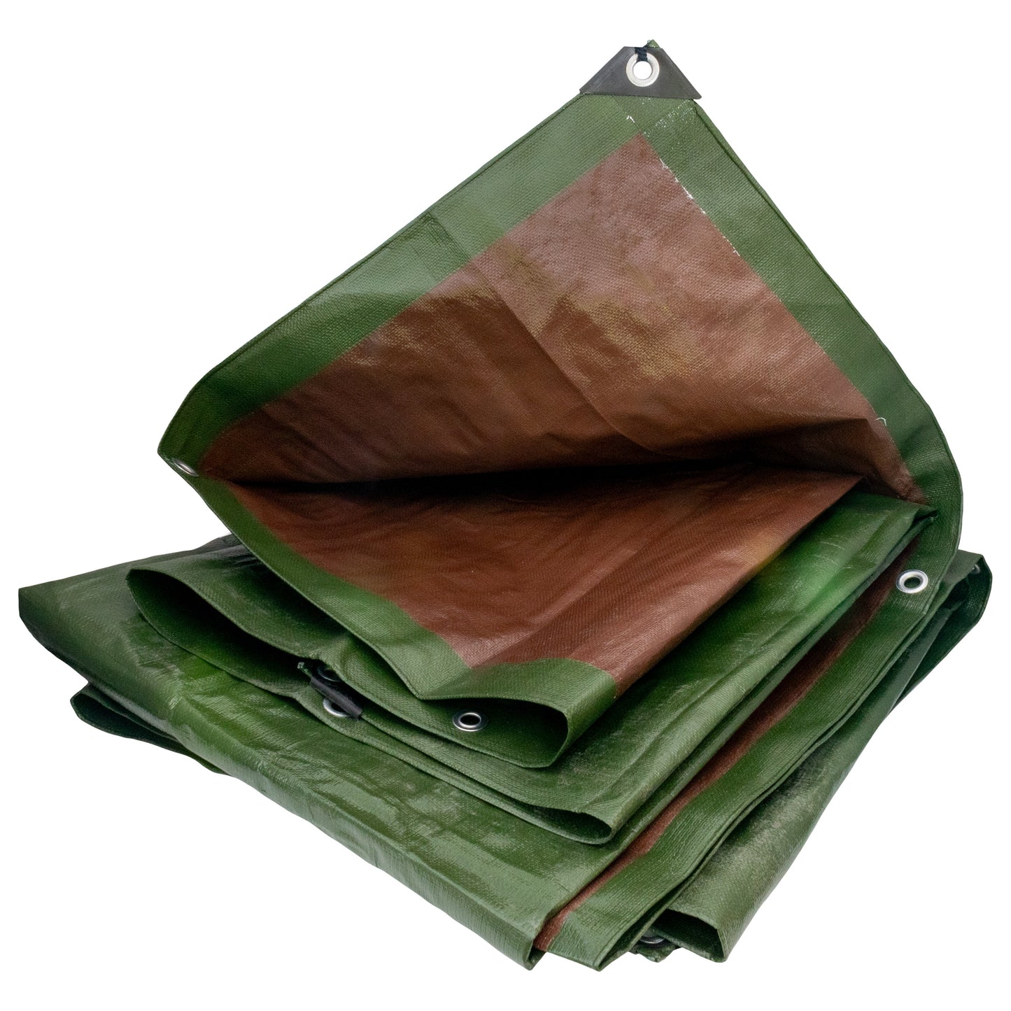 Green/Brown L-Grade Tarpaulin with 10 Metres of 8mm Bungee Rope