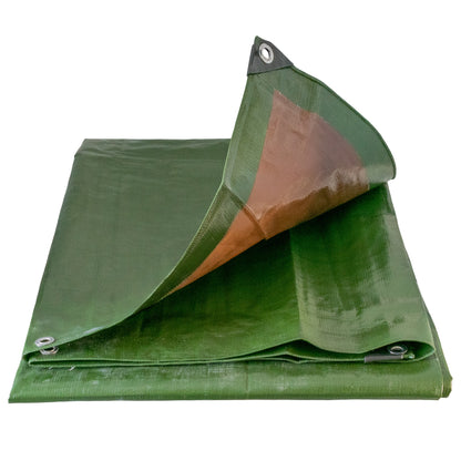 Tarpaulin 200GSM Green/Brown with 10 x Clip-On Eyelets Black