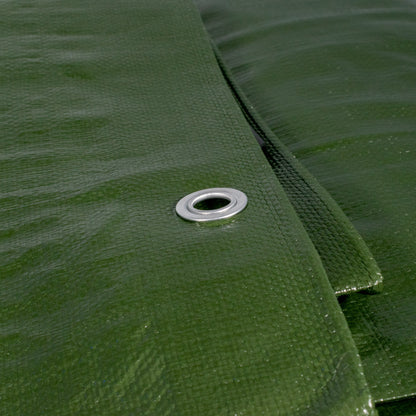 Tarpaulin 200GSM Green/Brown with 10 x Clip-On Eyelets Black