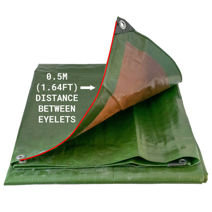 Green/Brown L-Grade Tarpaulin 6m x 6m
