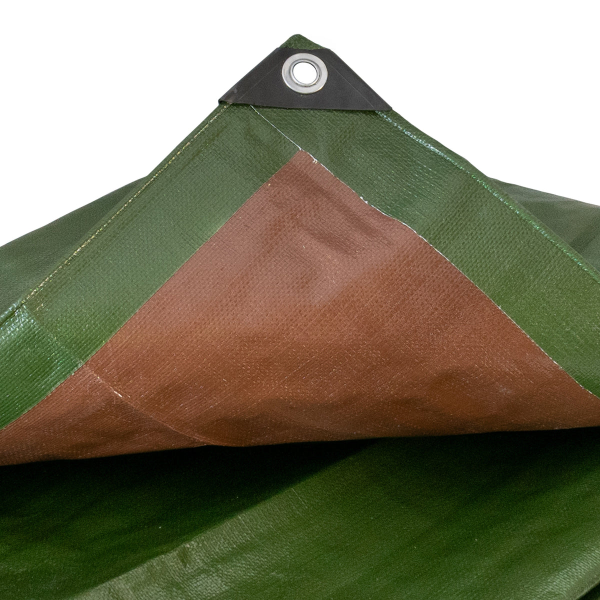 Tarpaulin 200GSM Green/Brown with 10 x Clip-On Eyelets Black