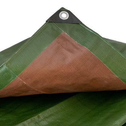Tarpaulin 200GSM Green/Brown with 10 x Clip-On Eyelets Black