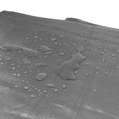 Tarpaulin 200GSM L-Grade Grey with 10 x Clip-On Eyelets Black