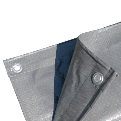 Grey L-Grade Tarpaulin with 10 x 6" Bungee Balls (Black) and 10 x Screw Type Tarp Clips