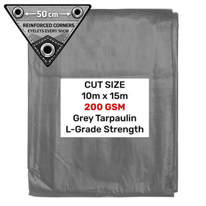 Grey L-Grade Tarpaulin 10m x 15m