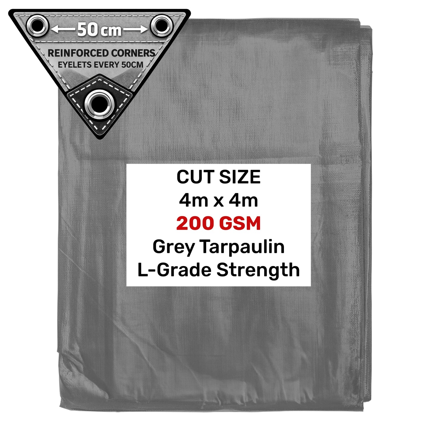 Grey L-Grade Tarpaulin 4m x 4m