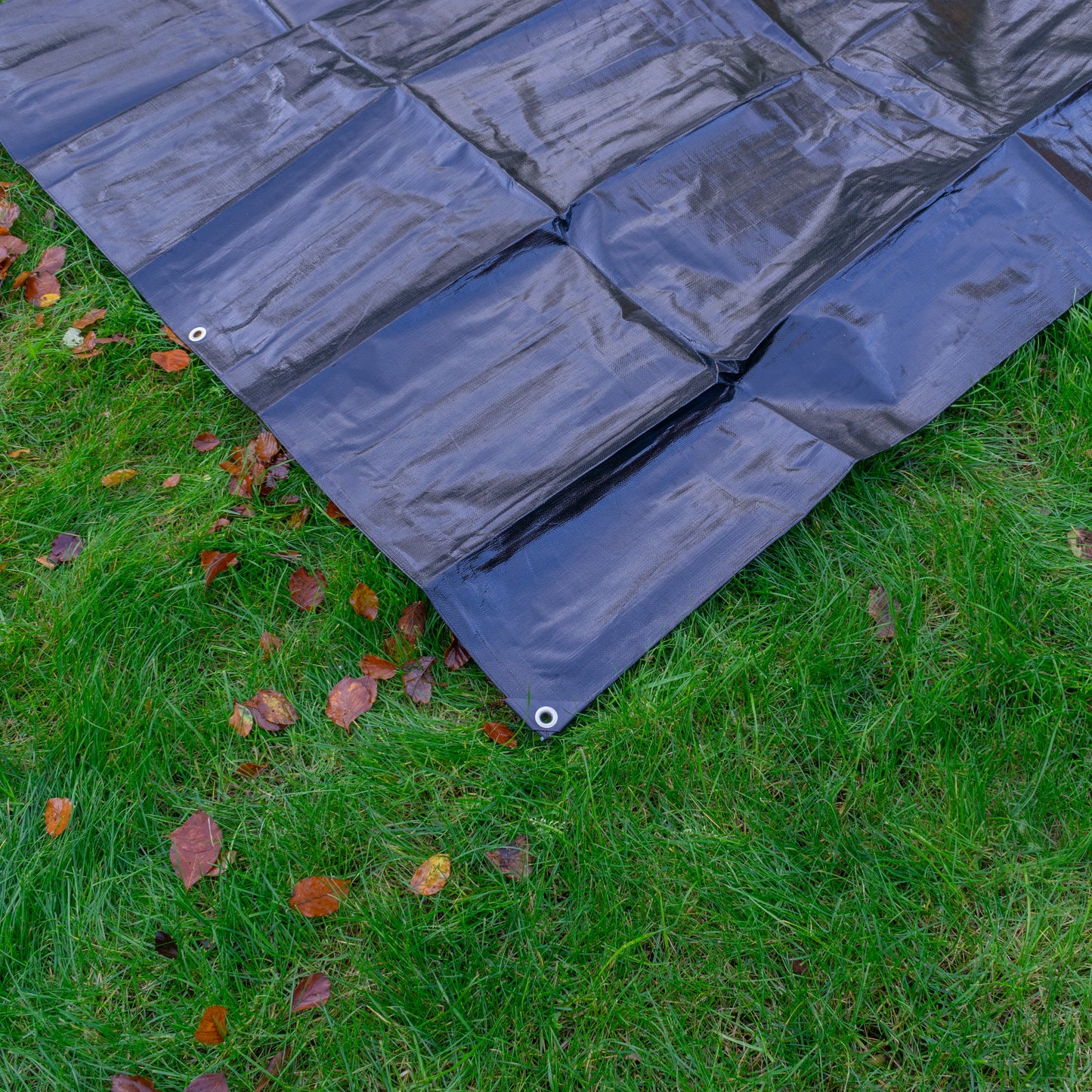 Black/Silver L-Grade Tarpaulin with 20 x 6" Bungee Balls (White)