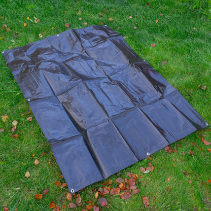 Black/Silver L-Grade Tarpaulin with 10 x 6" Bungee Balls (Black) and 10 x Screw Type Tarp Clips