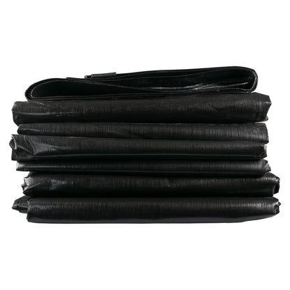 Tarpaulin 220GSM Black/Silver with 10 x Clip-On Eyelets Black